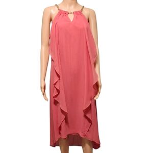 Thalia Sodi Pink Dress with Gold Accents